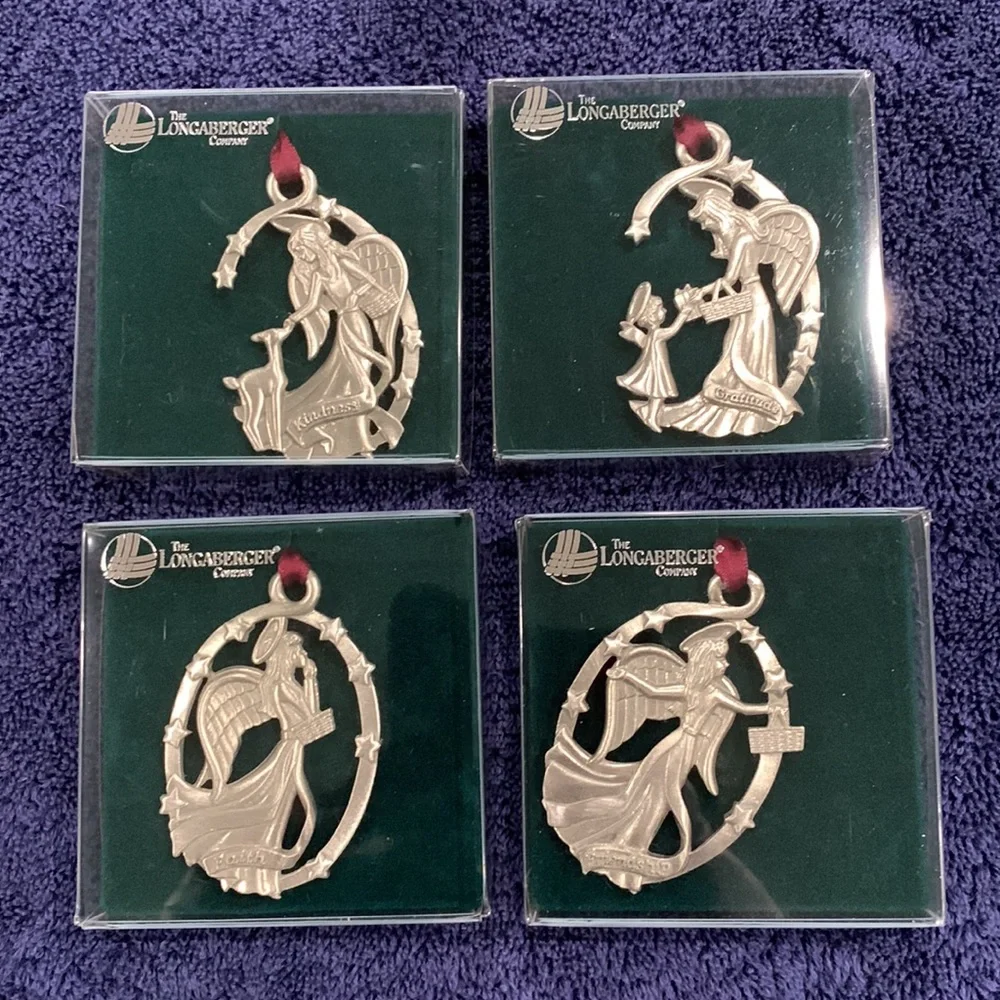 Longaberger set of 4 pewter Angel ornaments - Picture 5 of 5